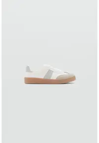 Pantofi sport cu detalii din piele intoarsa - Gri deschis/Alb murdar