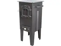 Soba Semineu Tip Godin cu Plita, pe Lemne, Brichete Tip "Mini", Usa Fonta+Geam