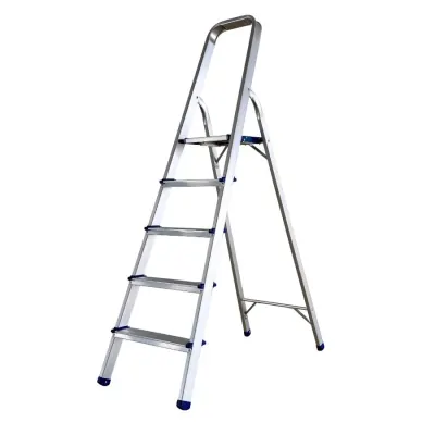 Scara pliabila din aluminiu cu platforma MESTERINO TOOLS MTJL-302-1x5, 5 trepte, 1.5 metri, greutate maxima suportata 120 kg