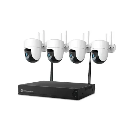 Sistem performant de supraveghere video ANNKE N58WHD+141DN*4, NVR 4 canale WiFi, 4 camere interior/exterior 3MP, Full HD, vedere nocturna IR, rezistent la intemperii