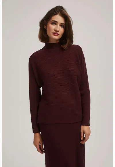 Pulover tip batwing cu guler - Maro