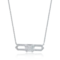 Colier din aur alb cu diamante baguette si rotunde de 0.35ct