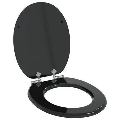 vidaXL Capac de toaletă cu închidere lentă Negru 44 x 38 cm Placă MDF