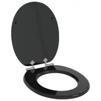 vidaXL Capac de toaletă cu închidere lentă Negru 44 x 38 cm Placă MDF