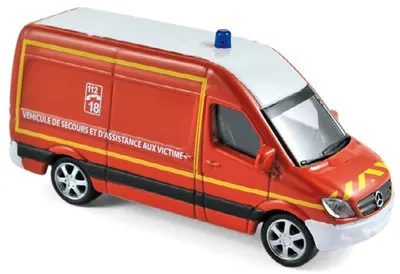 Model de colecție NOREV Modern: Мașini - Mercedes-Benz Sprinter - Pompiers (1:64)