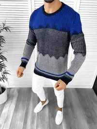 Pulover barbati gros slim fit bleumarin ZR T3626 106-4