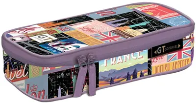 Penar oval Lizzy Card Go Travel Black Map - Comfort, cu un fermoar
