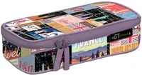 Penar oval Lizzy Card Go Travel Black Map - Comfort, cu un fermoar