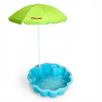 Piscina si ladita de nisip 2-in-1 pentru copii, Doloni Turquoise Flower, 80 x 87 x 20 cm, design multifunctional, cu Umbrela reglabila inclusa