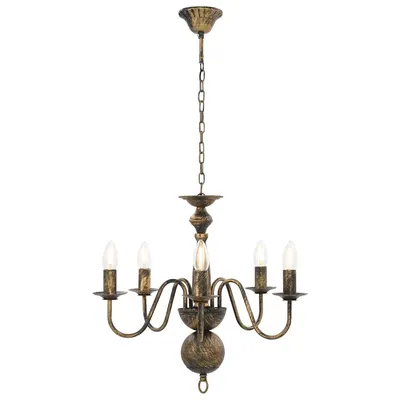 vidaXL Candelabru antichizat, negru, 5 becuri E14