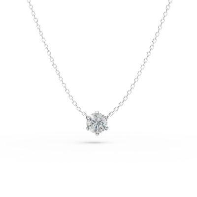 Lant cu pandantiv minimalist din aur alb cu diamant de 0.1ct