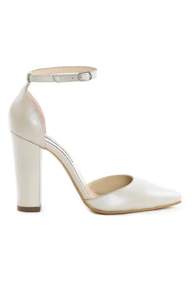 Pantofi mireasa piele naturala Ivoire Urban Block Pumps