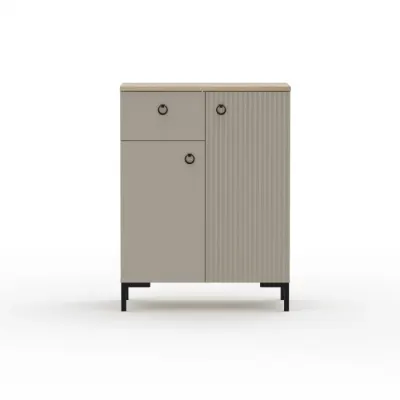 Comoda DOMINICA, 2 usi, 1 sertar, taupe + stejar silverjack, 70x41x93 cm