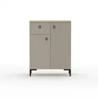 Comoda DOMINICA, 2 usi, 1 sertar, taupe + stejar silverjack, 70x41x93 cm