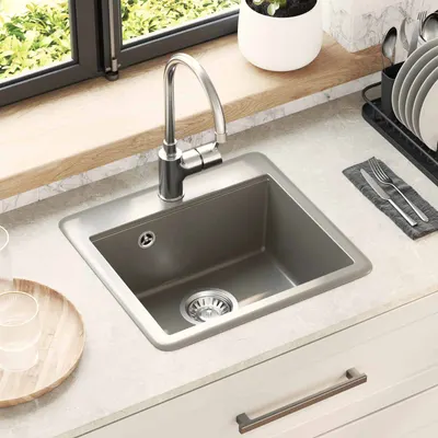 vidaXL Chiuvetă 80% Quartz și 20% Rășină 470 x 440 mm Gri