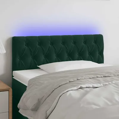 vidaXL Tăblie de pat cu LED, verde închis, 90x7x78/88 cm, catifea