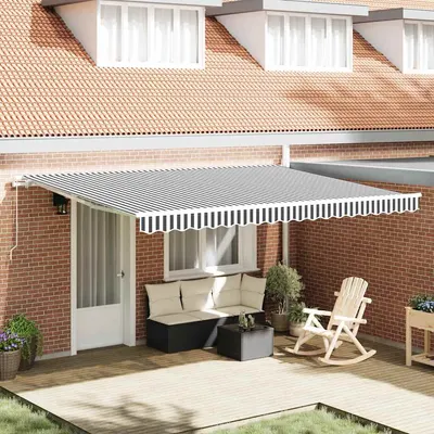 vidaXL Copertină retractabilă manual, antracit/alb, 450x300 cm