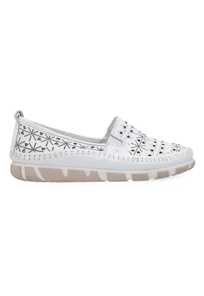 Mocasini din piele cu model perforat