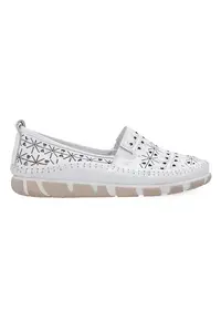 Mocasini din piele cu model perforat