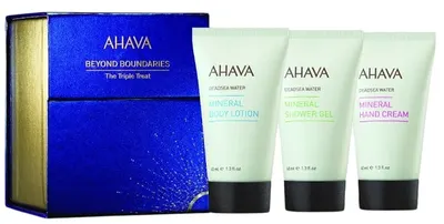 Ahava Set The Triple Treat - Gel de duș, Loţiune și Cremă de mâini, 3 х 40 ml