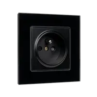 French Type Socket 16a Glass Frame Black