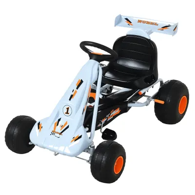 HOMCOM Go-Kart cu pedale și frână manuală, scaun reglabil, pedală, marsarier, kart cu lanț, vehicul pentru copii, jucărie auto-pedalier pentru copii de la 3 ani Albastru deschis | Aosom Romania