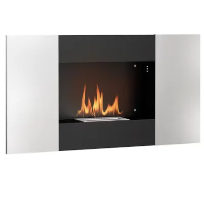 HOMCOM Șemineu pe Bioetanol de 0,9L pentru Durată de 3,3 ore, Bioșemineu Încastrabil din Oțel și Sticlă, 100x15x54 cm, Negru | Aosom Romania
