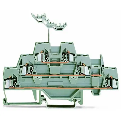 Triple-deck terminal block; Through/through/through terminal block; for DIN-rail 35 x 15 and 35 x 7.5; 2.5 mm²; CAGE CLAMP®; 2,50 mm²; gray/gray/gray