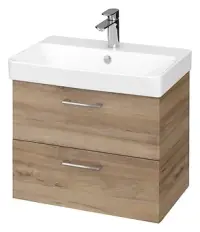 Dulap baie suspendat pentru lavoar Cersanit Lara, 60 cm, nuc, doua sertare
