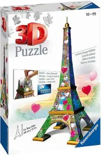Puzzle 3D: Turnul Eiffel cu inimioare