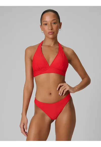 Sutien de baie dama - cu suport redus - captuseala la bust - rosu - material rezistent la clor