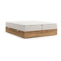 Pat boxspring bej/în culoare naturală cu spațiu de depozitare 140x200 cm Faro – Maison de Rêve