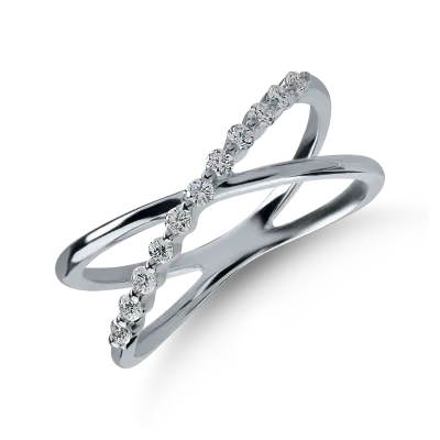 Inel semi eternity din aur alb cu diamante de 0.166ct