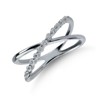 Inel semi eternity din aur alb cu diamante de 0.166ct