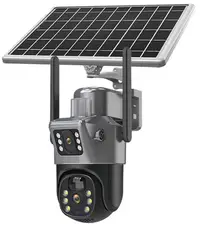Camera de supraveghere V380 cu panou solar 8MP Detectare PIR lentile duble GRI