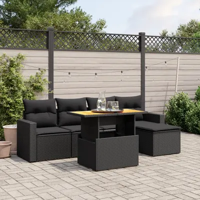 Gossi set mobilier de gradina cu perne, 6 piese, negru, poliratan