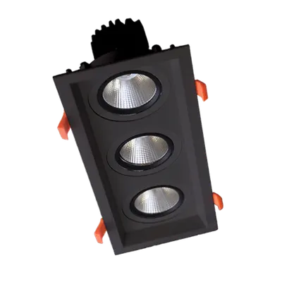 Spot Led Triplu Patrat Reglabil 3x15w 230v 4000k Negru