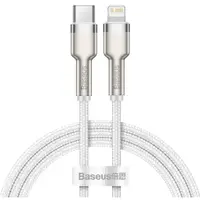 Cablu Date si Incarcare USB-C - Lightning Baseus Cafule Metal Series, 20W, 1m, Alb CATLJK-A02