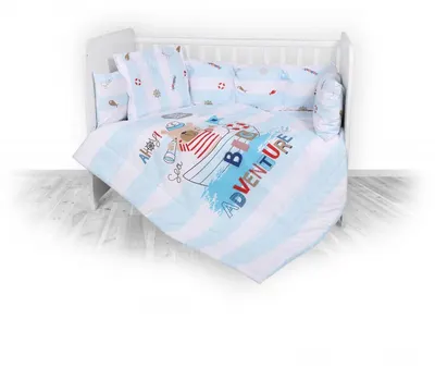 Set lenjerie pat bumbac ranforce 7 piese Lili Adventure Blue