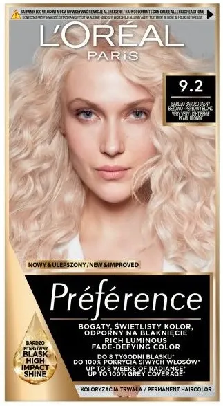 Vopsea de păr L'Oréal Préférence, 9,2 blond iridescent