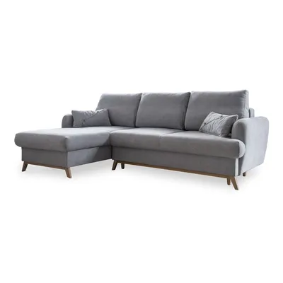 Colțar gri deschis extensibil/cu spațiu de depozitare (cu colț pe partea stângă/cu șezlong) Scandic Lagom – Miuform