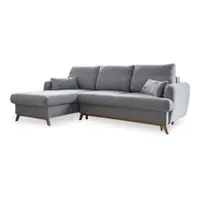 Colțar gri deschis extensibil/cu spațiu de depozitare (cu colț pe partea stângă/cu șezlong) Scandic Lagom – Miuform