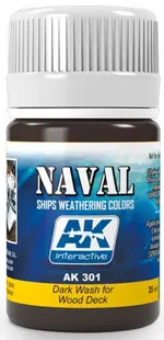 Produs eroziv pentru nave AK Interactive - DARK WASH FOR WOOD DECKS (AK301) (35 ml)