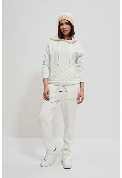 Pantaloni de trening cu buzunare matlasate - Ecru