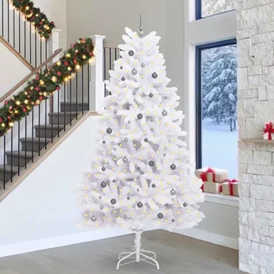 vidaXL Brad de Crăciun artificial 300 cm PVC și Oțel Alb