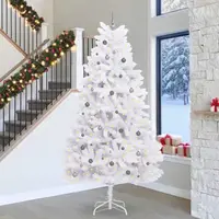 vidaXL Brad de Crăciun artificial 300 cm PVC și Oțel Alb