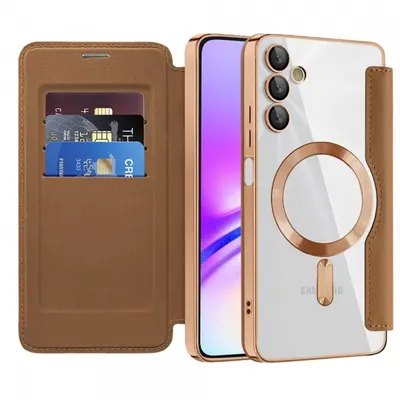 Husa MagSafe pentru Samsung Galaxy A05s A057, Techsuit, SmartMag Book, Maro