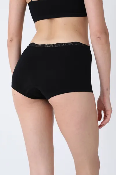 Boxeri damă din microfibră cu dantelă delicată, Negru