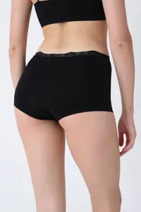 Boxeri damă din microfibră cu dantelă delicată, Negru