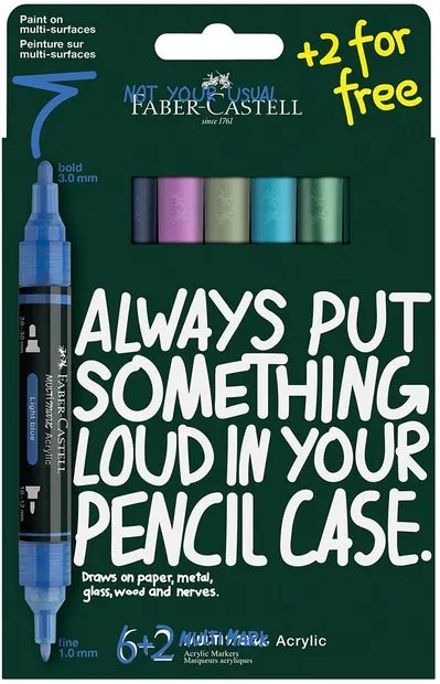 Set markere acrilice Faber-Castell Multimark - Frost, 6+2 bucăți